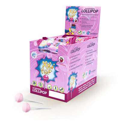 Miradent XyliPOP lizalica zašećerena 100% xylitolom 50 kom - okus jagoda
